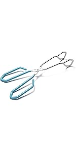 10-Inch Heavy Duty Stainless Steel Kitchen Tongs - Non-Slip Comfortable Red Grip, Scissor Design, Heat Resistant for BBQ and Cooking