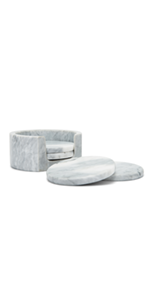 Fox Run 48749 Natural White Polished Marble Stone Coasters, Set of 6