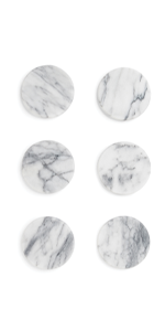Fox Run 48749 Natural White Polished Marble Stone Coasters, Set of 6