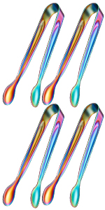 Gejoy 12 Pieces Mini Tongs Stainless Steel Small Sugar Serving Tongs for Charcuterie Board Appetizers Dessert Serving Food Tiny Party Danish Candy(4.3 Inch,Silver)