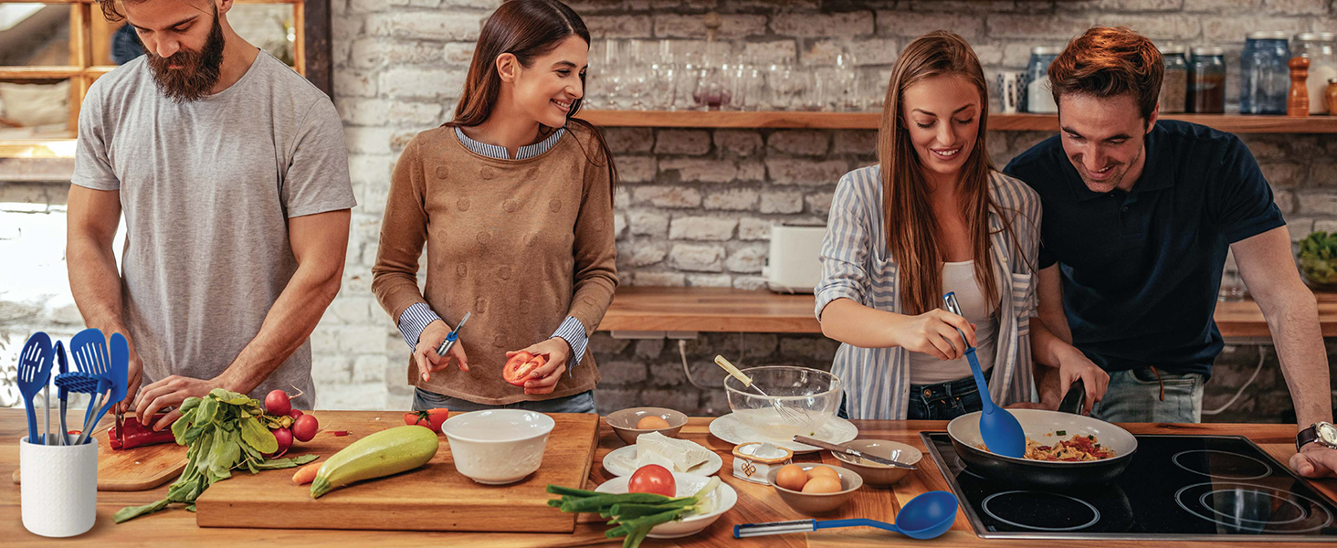 Kitchen Utensils Set 35 PCS Cooking Utensils Set, Nonstick and Heat Resistant Nylon Stainless Steel Silicone Spatula Set - Kitchen Gadgets Home Essentials Kitchen Accessories, Apartment Must Haves