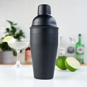 True Ash Stainless Steel Cocktail Shaker for Cold Brew Cocktails, Margarita, Whiskey Sour, Espresso Martini Shaker, Home Bar Accessories, Bartender Gifts, 18 oz, Set of 1, Matte Black