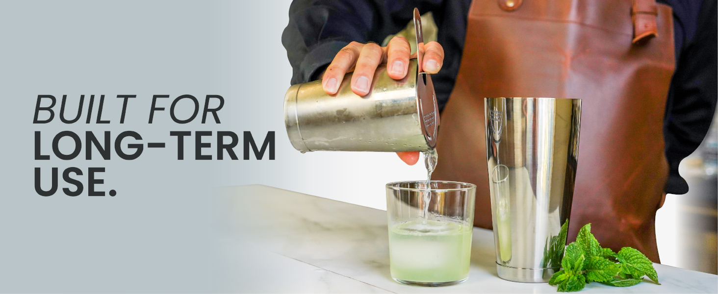 A Bar Above Professional Boston Shakers Set 18 oz Weighted Stainless Steel Cocktail Shaker Set for Bartenders, Premium 304 Steel Bar Shaker, Essential Bartending Tools for Mixing Drinks