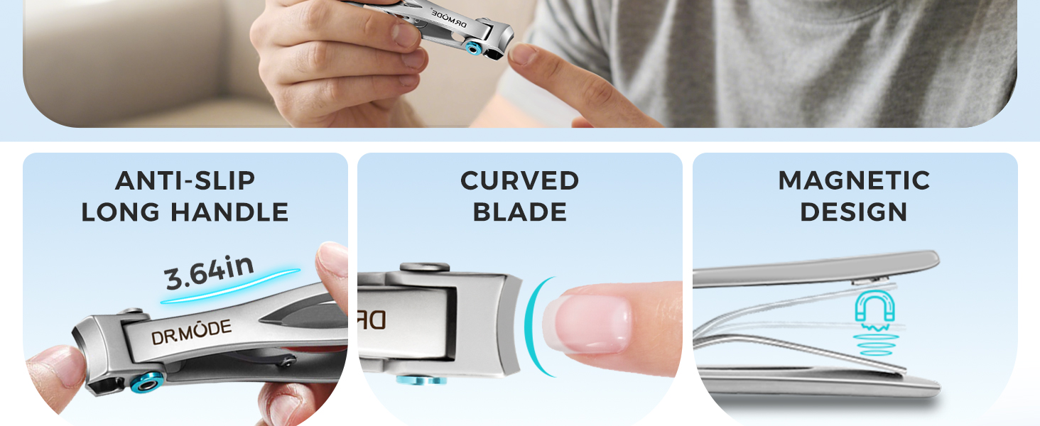 DRMODE Nail Clippers for Men Thick Nails - Large Toe Nail Clippers for Thick Nails for Senior with Wide Jaw Opening, Sharp Finger Nail Clippers Adult Cutter for Tough Nail