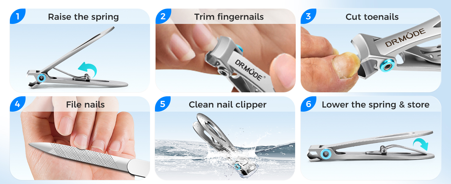 DRMODE Nail Clippers for Men Thick Nails - Large Toe Nail Clippers for Thick Nails for Senior with Wide Jaw Opening, Sharp Finger Nail Clippers Adult Cutter for Tough Nail