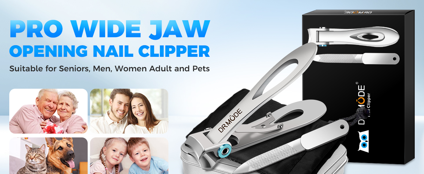 DRMODE Nail Clippers for Men Thick Nails - Large Toe Nail Clippers for Thick Nails for Senior with Wide Jaw Opening, Sharp Finger Nail Clippers Adult Cutter for Tough Nail