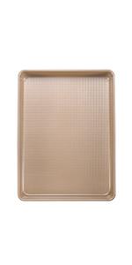 Deep Baking Pans Set Nonstick,Rectangle Cake Pan,Stackable Bakeware Set of 3,Oven Trays for Baking,Gold(9''/11''/13'')