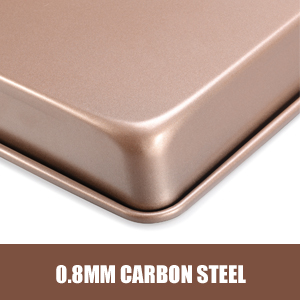 Deep Baking Pans Set Nonstick,Rectangle Cake Pan,Stackable Bakeware Set of 3,Oven Trays for Baking,Gold(9''/11''/13'')