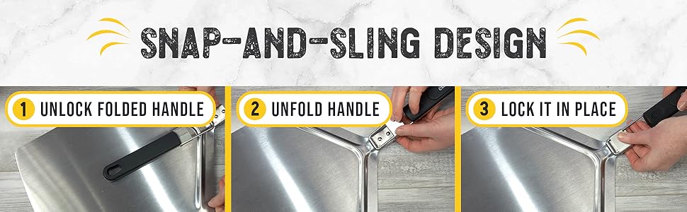 Checkered Chef Pizza Peel - Extra Large, Stainless Steel Metal Pizza Paddle with Folding Handle, Outdoor Pizza Oven Accessories - 13 Inch x 15 Inch