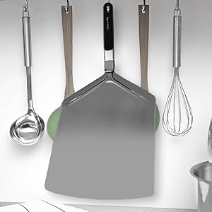 Checkered Chef Pizza Peel - Extra Large, Stainless Steel Metal Pizza Paddle with Folding Handle, Outdoor Pizza Oven Accessories - 13 Inch x 15 Inch