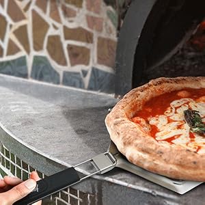 Checkered Chef Pizza Peel - Extra Large, Stainless Steel Metal Pizza Paddle with Folding Handle, Outdoor Pizza Oven Accessories - 13 Inch x 15 Inch