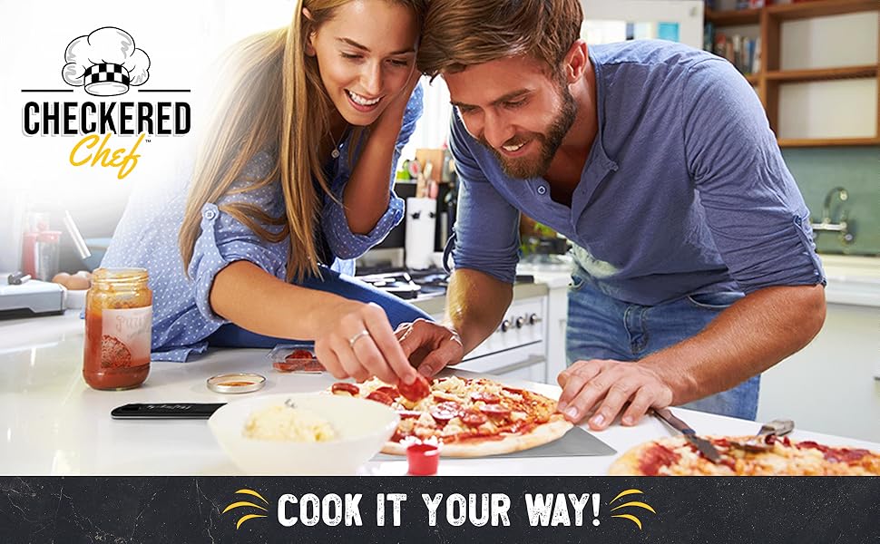 Checkered Chef Pizza Peel - Extra Large, Stainless Steel Metal Pizza Paddle with Folding Handle, Outdoor Pizza Oven Accessories - 13 Inch x 15 Inch