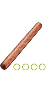 Silicone Rolling Pin with Wooden Handle - Non Stick Surface Dough Roller-roller pins for baking Pastry,Pizza,Fondant,Tortilla, Bread Crus& Christmas Cookies Supplies Gift for Home Bakers.