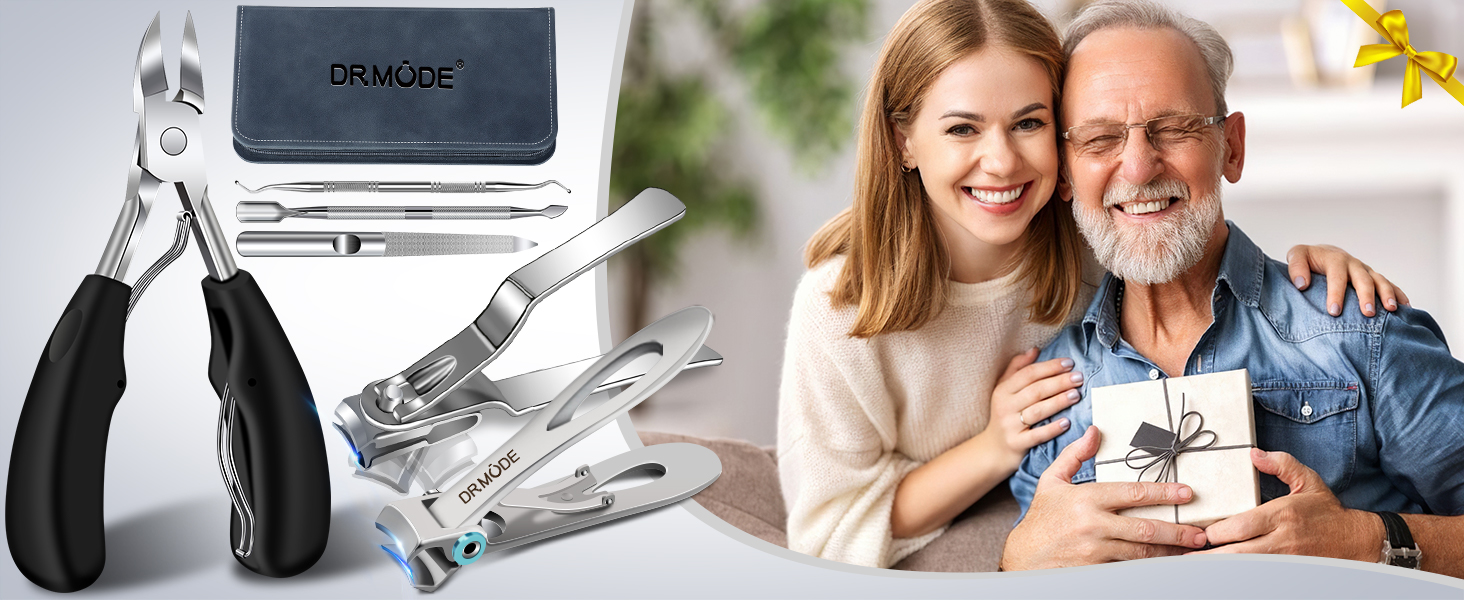 Toenail Clippers for Seniors Thick Toenails - Wide Jaw Opening Large Toe Nail Clippers for Thick Ingrown Nails, Professional Sharp Heavy Duty Nail Clipper Cutter for Mens Seniors with Leather Case