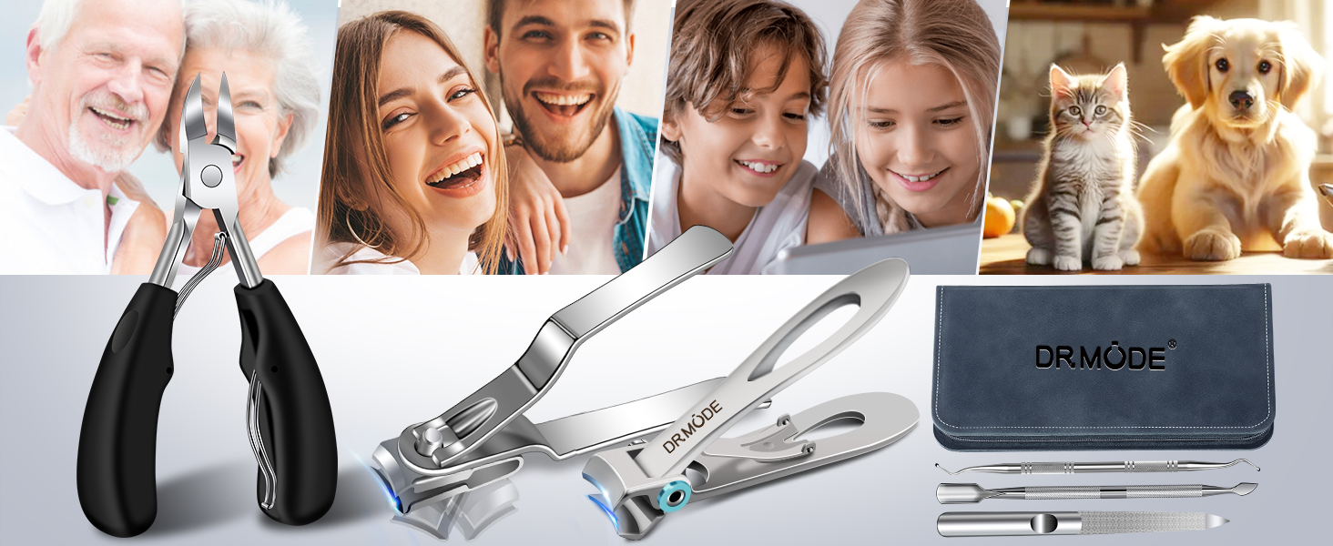 Toenail Clippers for Seniors Thick Toenails - Wide Jaw Opening Large Toe Nail Clippers for Thick Ingrown Nails, Professional Sharp Heavy Duty Nail Clipper Cutter for Mens Seniors with Leather Case