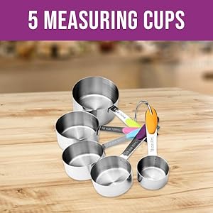 Measuring Cups and Spoons Set 11 Piece. Includes 10 Stainless Steel Measuring Spoons and Cups Set and 1 Plastic Measuring Cup. Liquid Measuring Cups Set and Dry Metal Measuring Cup Set