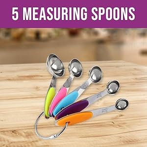 Measuring Cups and Spoons Set 11 Piece. Includes 10 Stainless Steel Measuring Spoons and Cups Set and 1 Plastic Measuring Cup. Liquid Measuring Cups Set and Dry Metal Measuring Cup Set