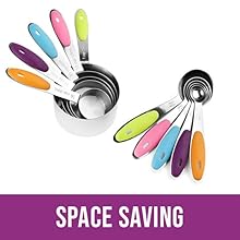 Measuring Cups and Spoons Set 11 Piece. Includes 10 Stainless Steel Measuring Spoons and Cups Set and 1 Plastic Measuring Cup. Liquid Measuring Cups Set and Dry Metal Measuring Cup Set