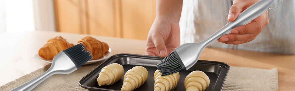 Dough Blender - Stainless Steel Pastry Cutter Set, Blender + Scraper + Brush, Professional Baking Tools