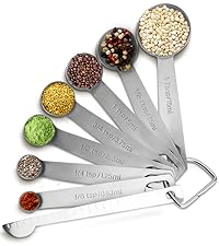 Measuring Spoons, Premium Heavy Duty Stainless Steel Measuring Spoons Cups Set, Small Tablespoon with Metric and US Measurements, Set of 6 for Measuring Dry and Liquid Ingredients