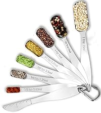 Measuring Spoons, Premium Heavy Duty Stainless Steel Measuring Spoons Cups Set, Small Tablespoon with Metric and US Measurements, Set of 6 for Measuring Dry and Liquid Ingredients