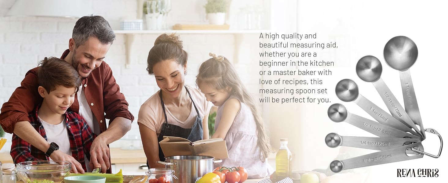 Measuring Spoons, Premium Heavy Duty Stainless Steel Measuring Spoons Cups Set, Small Tablespoon with Metric and US Measurements, Set of 6 for Measuring Dry and Liquid Ingredients