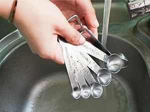 Measuring Spoons, Premium Heavy Duty Stainless Steel Measuring Spoons Cups Set, Small Tablespoon with Metric and US Measurements, Set of 6 for Measuring Dry and Liquid Ingredients