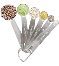 Measuring Spoons, Premium Heavy Duty Stainless Steel Measuring Spoons Cups Set, Small Tablespoon with Metric and US Measurements, Set of 6 for Measuring Dry and Liquid Ingredients
