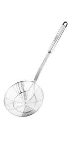 Tenta tenta kitchen Solid Stainless Steel Spider Strainer Skimmer Ladle for Cooking and Frying, Kitchen Utensils Wire Strainer Pasta Strainer Spoon Hot Pot Fat Skimmer Spoon Set of 3