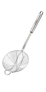 Tenta tenta kitchen Solid Stainless Steel Spider Strainer Skimmer Ladle for Cooking and Frying, Kitchen Utensils Wire Strainer Pasta Strainer Spoon Hot Pot Fat Skimmer Spoon Set of 3