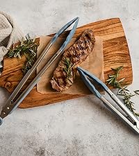 Starpack 'Get a Grip' Silicone Kitchen Tongs for Cooking (2Pcs) - BBQ Tongs for Grill Heat Resistant to 600°F - Stainless Steel Kitchen Utensils w/Non Stick Silicone Tips - 9