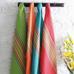 DG Collections Salsa Stripe Kitchen Dish Towels, 100% Cotton, Highly Absorbent, Multi Purpose Waffle Tea Towels for Cooking, Drying & Cleaning, 16x28 Inches, Pack of 12