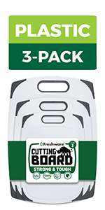 Freshware Cutting Boards for Kitchen, Chopping Board 3-Pack with Different Sizes, Juice Grooves and Non Slip Handles - Reversible, Large Cutting Board Set - Dishwasher Safe - Gray