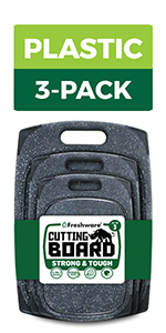 Freshware Cutting Boards for Kitchen, Chopping Board 3-Pack with Different Sizes, Juice Grooves and Non Slip Handles - Reversible, Large Cutting Board Set - Dishwasher Safe - Gray