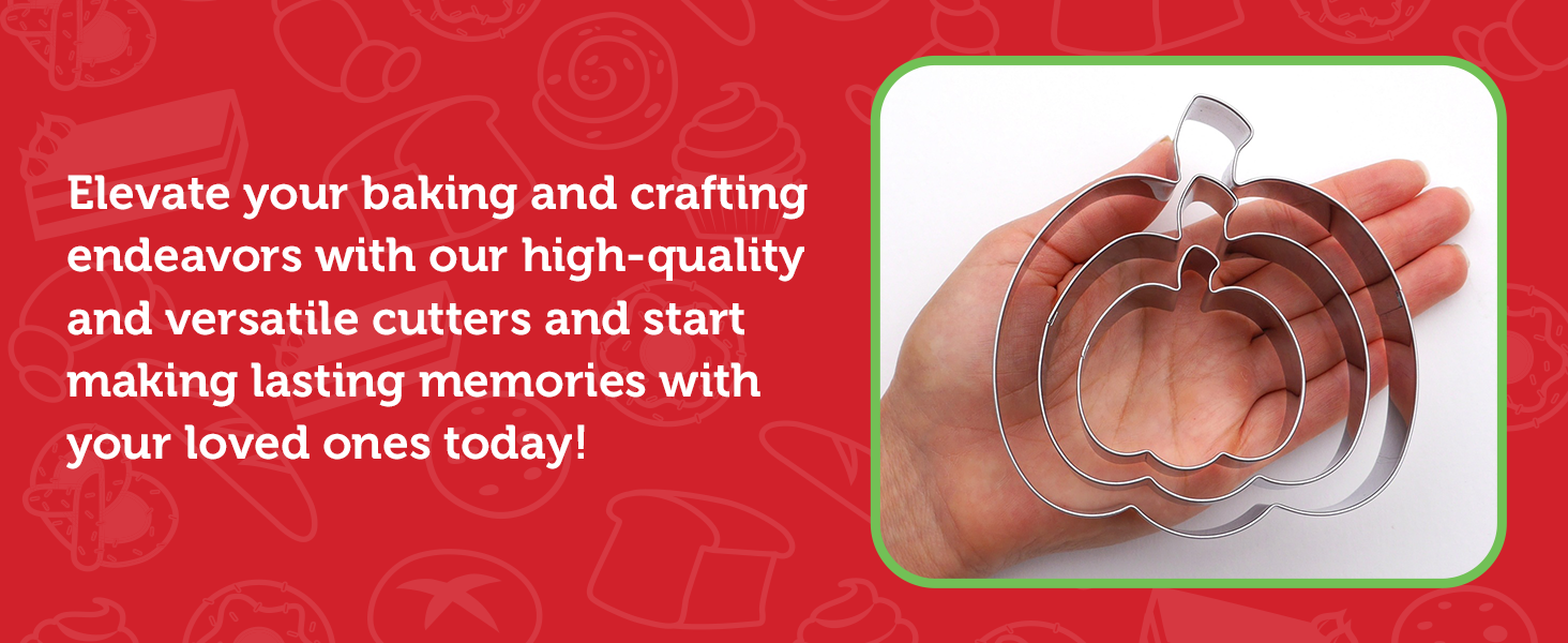 Pumpkin Cookie Cutter 3 Piece Set, Premium Food-Grade Stainless Steel, Dishwasher Safe