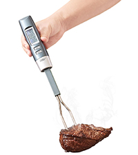 Meat Thermometer Fork for BBQ & Grilling – Instant Read Food Thermometer with Preset Meat Temperatures, Long Heat-Safe Handle, Backlit LCD for Steak, Chicken & Outdoor Cooking, Black