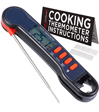 Meat Thermometer Fork for BBQ & Grilling – Instant Read Food Thermometer with Preset Meat Temperatures, Long Heat-Safe Handle, Backlit LCD for Steak, Chicken & Outdoor Cooking, Black
