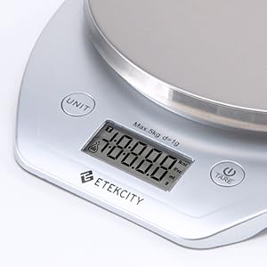 Etekcity Food Kitchen Scale Bowl, Digital Ounces and Grams for Cooking, Baking, Meal Prep, Dieting, and Weight Loss, 11lb/5kg, Silver