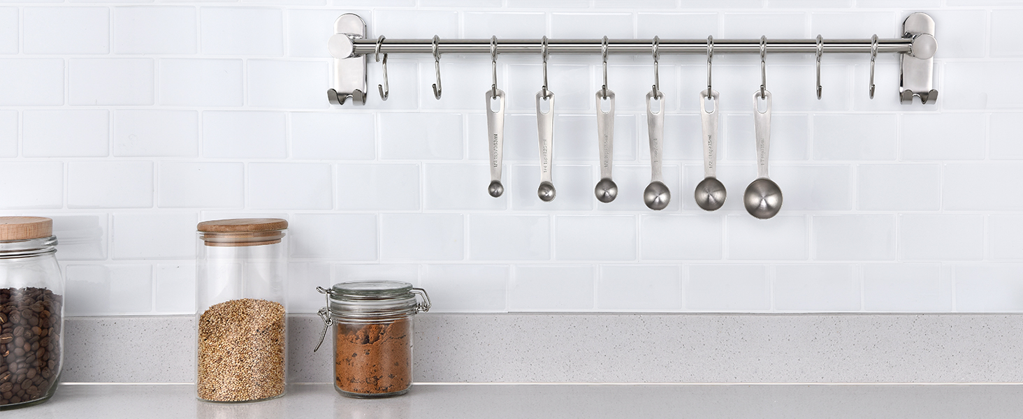 Measuring Spoons: U-Taste 18/8 Stainless Steel Measuring Spoons Set of 9 Piece: 1/16 TSP, 1/8 TSP, 1/4 TSP, 1/3 TSP, 1/2 TSP, 3/4 TSP, 1 TSP, 1/2 tbsp & 1 tbsp Dry and Liquid Ingredients