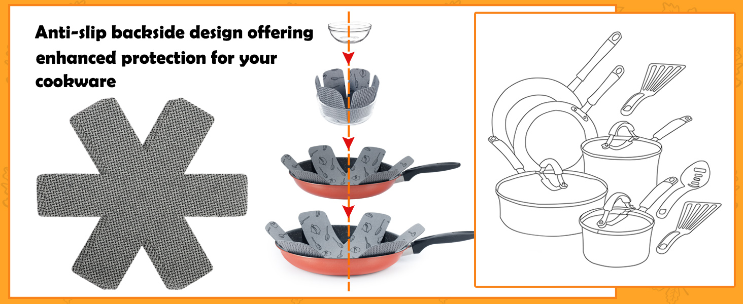 BOYAN Pot and Pan Protectors, Set of 12 and 3 Different Size, Cookware Protector Set/Felt Pots and Pans Divider Separator Pads Anti-Slip to Avoid Scratching or Marring When Stacking