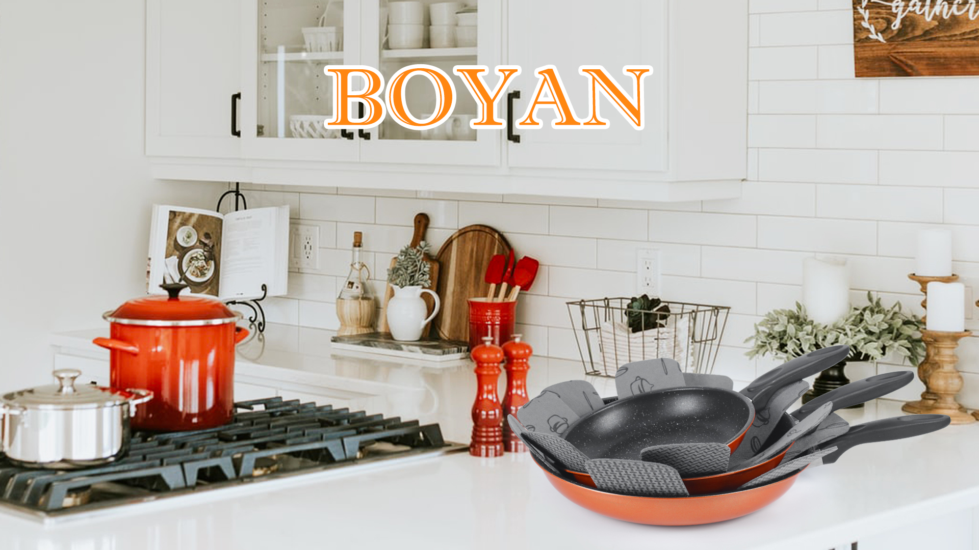 BOYAN Pot and Pan Protectors, Set of 12 and 3 Different Size, Cookware Protector Set/Felt Pots and Pans Divider Separator Pads Anti-Slip to Avoid Scratching or Marring When Stacking