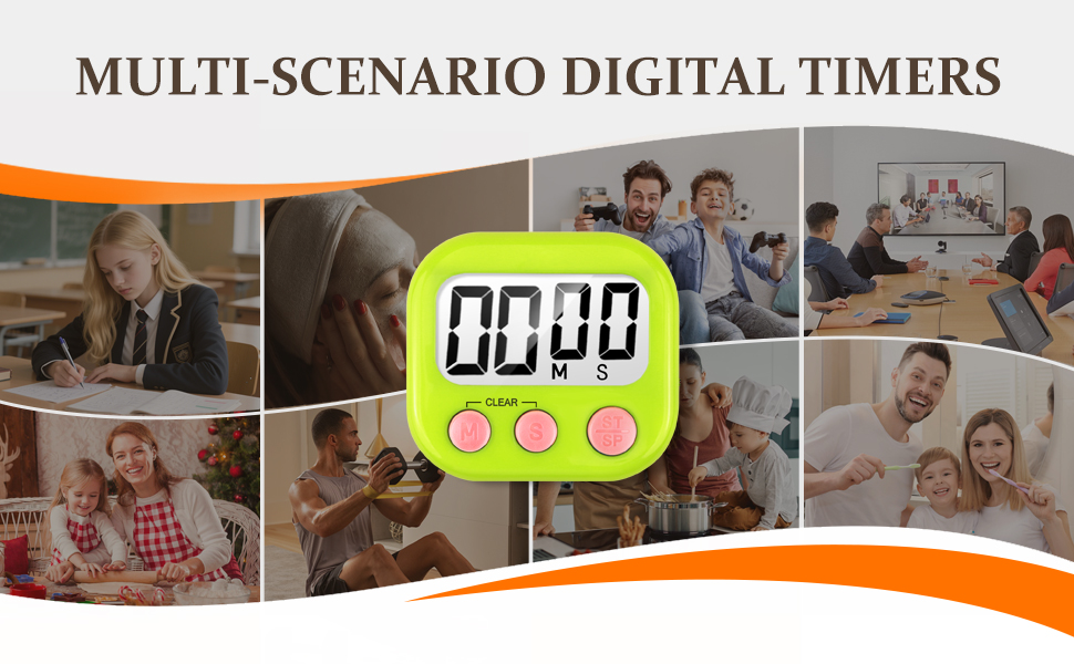 6 Pack Digital Kitchen Timer Small Classroom Timers for Kids Teachers (Blue&White)