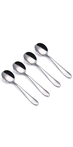 VANRA 4-Piece Children Spoons Stainless Steel Kids Dinner Spoons Child Silver Cutlery Set 5.6-inch (4 spoons)