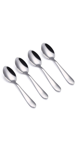 VANRA 4-Piece Children Spoons Stainless Steel Kids Dinner Spoons Child Silver Cutlery Set 5.6-inch (4 spoons)