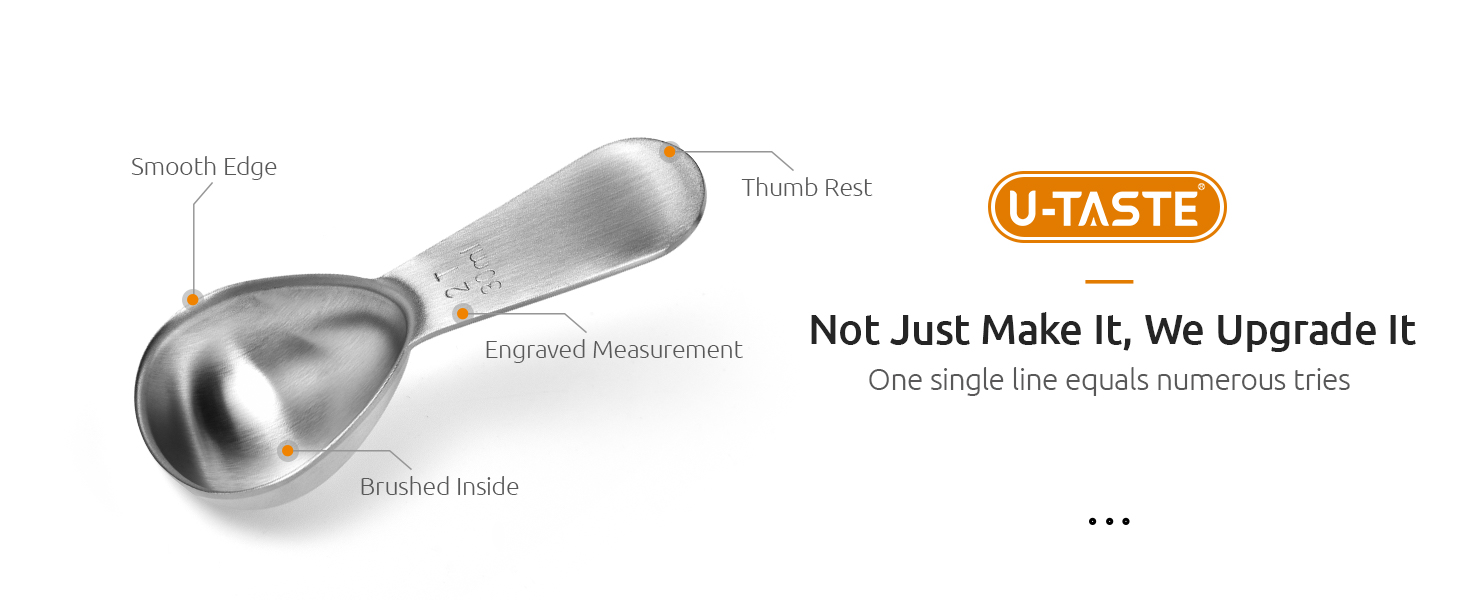 Coffee Scoop: U-Taste 18/8 Stainless Steel Measuring Coffee Scoop 2 tablespoon, Short Handled Measure Scooper for Ground Coffee, Bean in Canister (Silver, 2Tbsp/30ml)