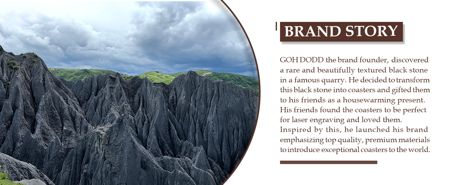 Slate Drink Coasters with Metal Holder, GOH DODD Set of 8 Black Coasters, 4 Inch Stone Coaster Set Tabletop Protection for Home Kitchen Apartment Bar Decor Housewarming Gifts Wedding Party, Round