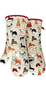 Pot Holders Set of 2 with Transparent Clear Silicone Shell and Nice Dog Printing Cotton Lining, Heat Resistant to 500 F Kitchen Oven Gloves Pot Holder for Cooking (Dog Flower, Potholders)