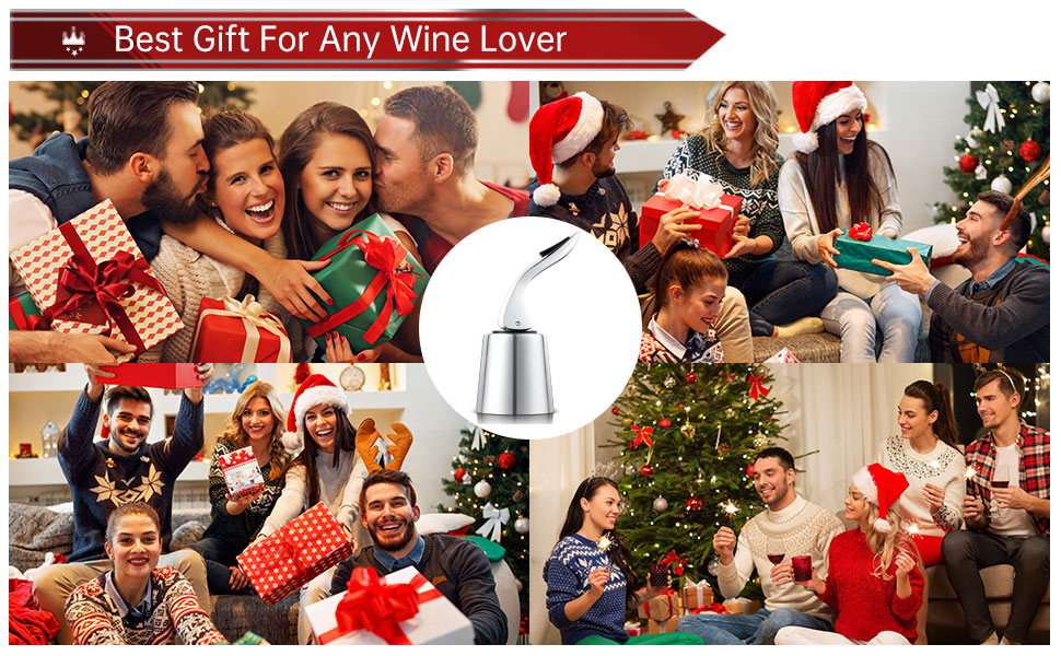 Wine Stoppers Set of 2 - Stainless Steel Wine Bottle Stopper with Silicone Seal, Reusable Beverage Preserver, Freshness Keeper, Premium Bottle Sealers, Ideal Wine Saver Accessory Gift Set