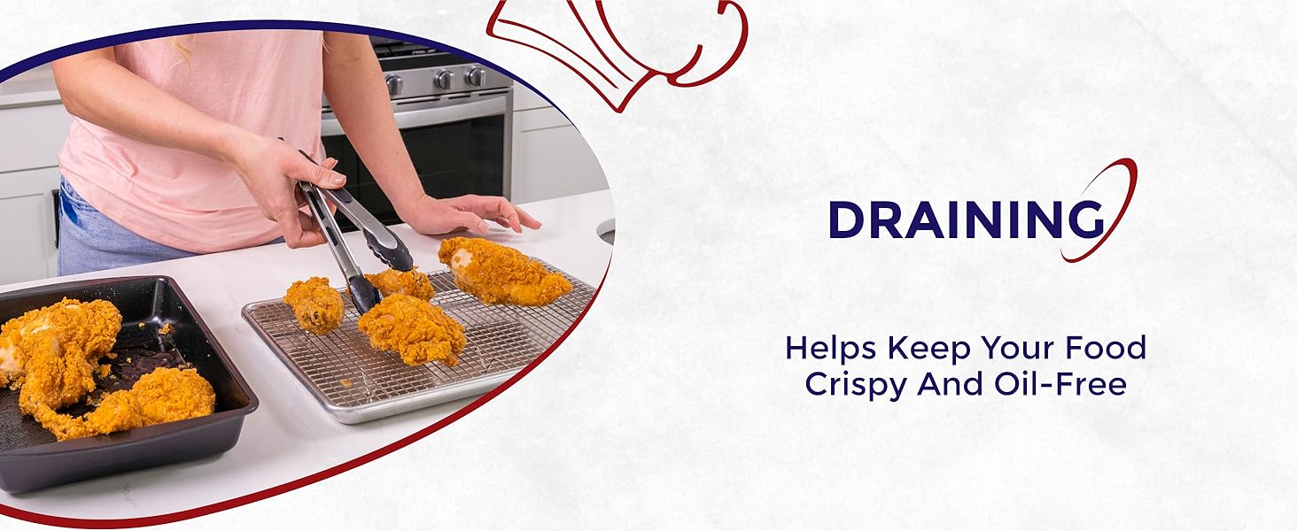 KITCHENATICS Heavy Duty Half Sheet Cooling Racks, Rust Resistant Stainless Steel Baking Racks, Wire Racks Fit Half Sheet Pan, Bacon Grill Rack for Oven, Cookie Cooling Racks 11.8