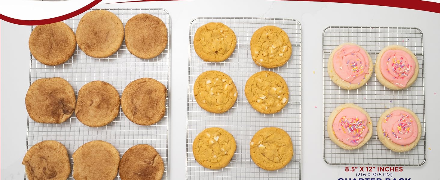 KITCHENATICS Heavy Duty Half Sheet Cooling Racks, Rust Resistant Stainless Steel Baking Racks, Wire Racks Fit Half Sheet Pan, Bacon Grill Rack for Oven, Cookie Cooling Racks 11.8